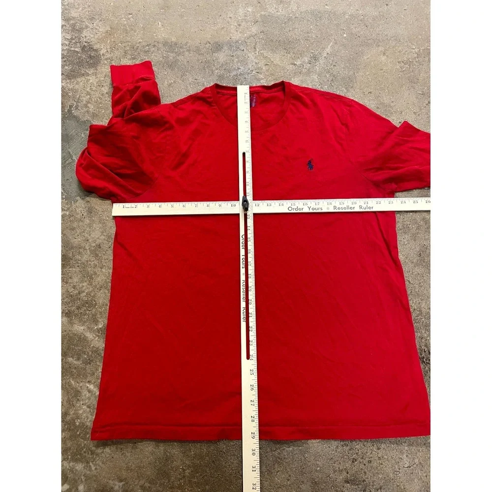Polo Ralph Lauren Slim Fit Shirt Mens XL Red Cotton Embroidered Logo Long Sleeve